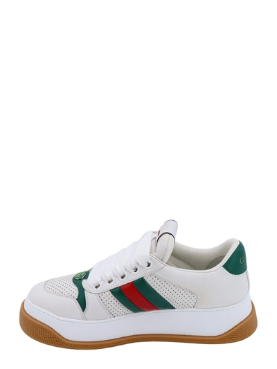 Shop Gucci Leather Sneakers With Lateral Web Band