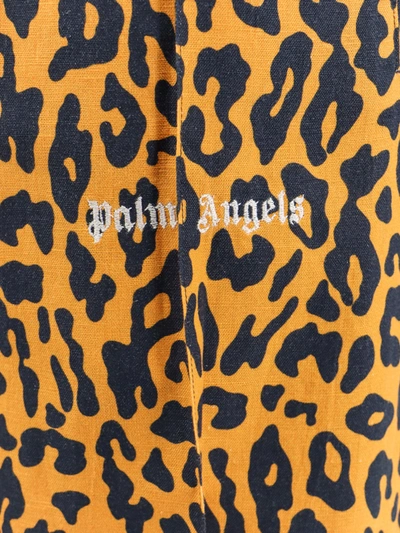 Shop Palm Angels Linen And Cotton Trouser With Animalier Print