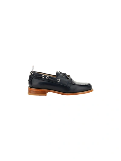 Shop Thom Browne Leather Loafer With Textured Leather Inserts