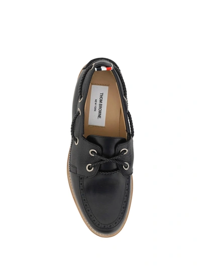 Shop Thom Browne Leather Loafer With Textured Leather Inserts