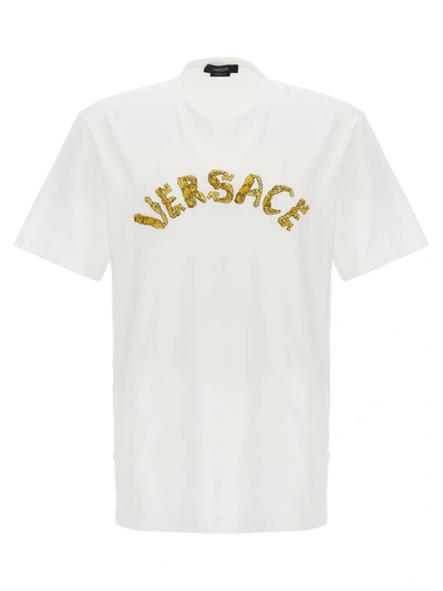 Shop Versace Logo Embroidery T-shirt White