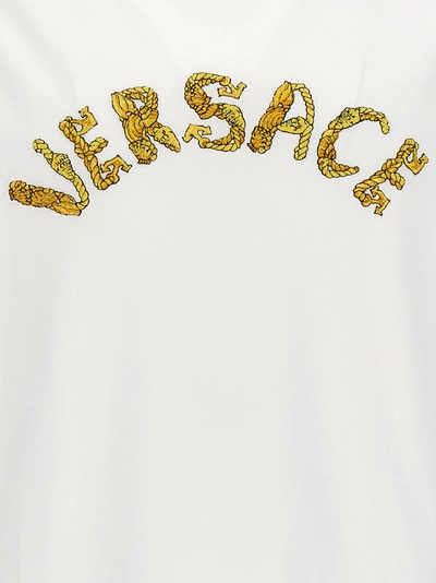 Shop Versace Logo Embroidery T-shirt White