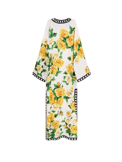 Shop Dolce & Gabbana Long Printed Silk Kaftano Dress