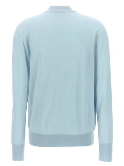 Shop Jil Sander Mixed Cashmere Cardigan Sweater, Cardigans Light Blue