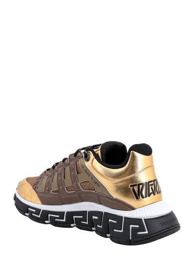 Shop Versace Nylon And Leather Sneakers With La Greca Motif