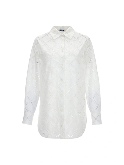 Shop Kiton Openwork Cotton Shirt Shirt, Blouse White