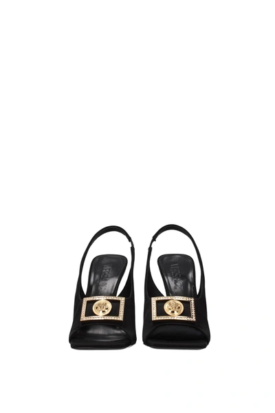 Shop Versace Sandals Medusa Satin Black