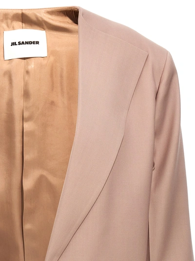 Shop Jil Sander Single-breasted Blazer Jacket Jackets Beige