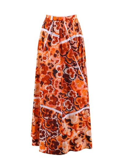 Shop Vivetta Cotton Skirt With Floral Print