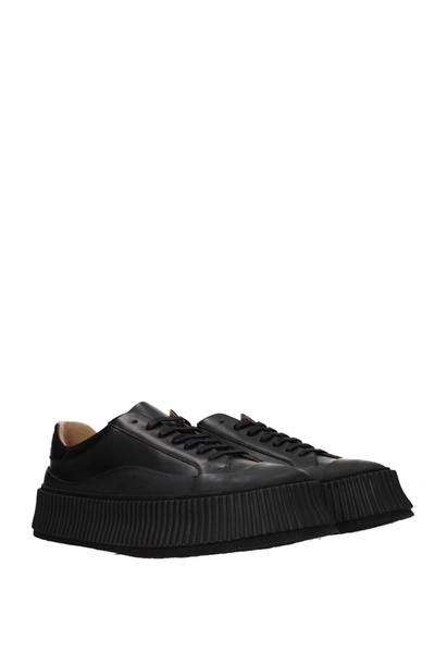 Shop Jil Sander Sneakers Leather Black