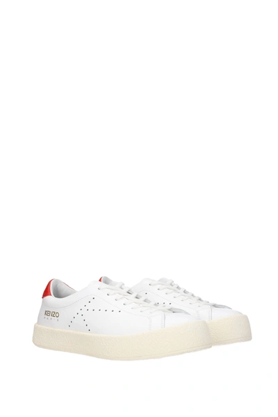Shop Kenzo Sneakers Leather White Red
