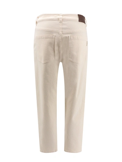 Shop Brunello Cucinelli Stretch Cotton Trouser With Back Logo Patch