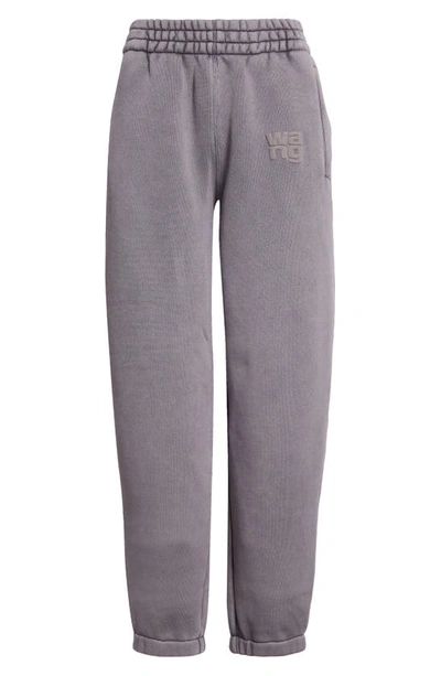 Shop Alexander Wang Puff Logo Structured Terry Sweatpants In Acid Fog