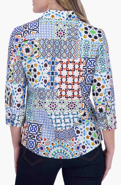 Foxcroft Mary Intertwine Button-up Shirt In White Multi