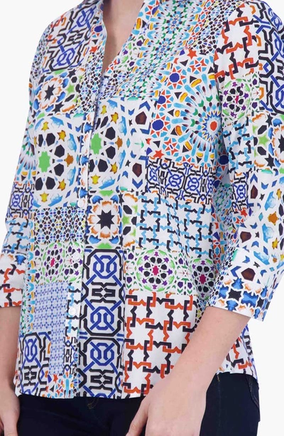 Foxcroft Mary Intertwine Button-up Shirt In White Multi