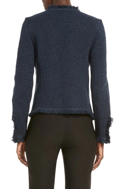 Nic + Zoe Fringe Mix Knit Jacket In Dark Indigo