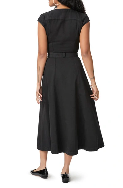 Shop Paige Aida Cotton Blend Midi A-line Shirtdress In Vintage Black