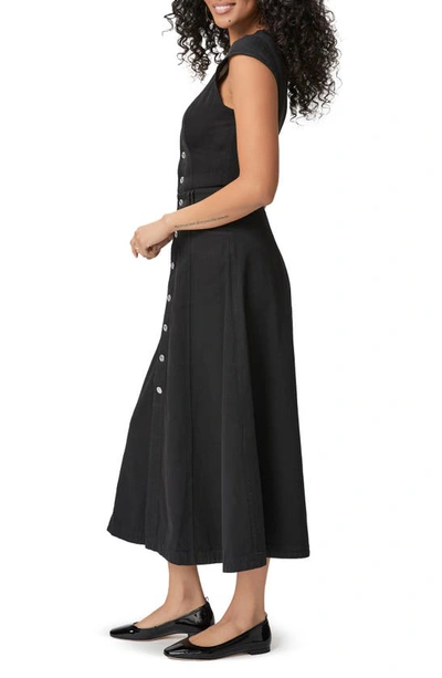 Shop Paige Aida Cotton Blend Midi A-line Shirtdress In Vintage Black