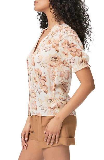 Shop Paige Floral Silk Button-up Shirt In Cream Multi