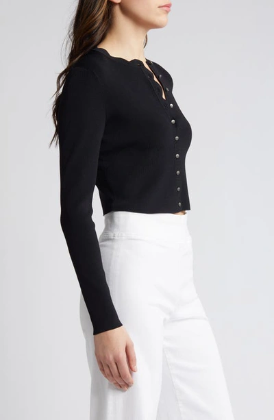 Shop Ted Baker Kklara Scallop Trim Cardigan In Black