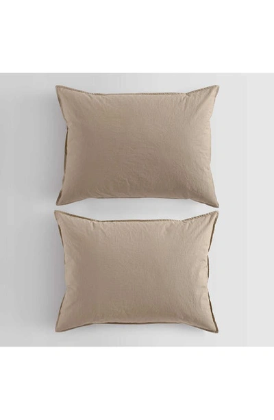 Calvin Klein Washed Percale Comforter & Sham Set In Brown