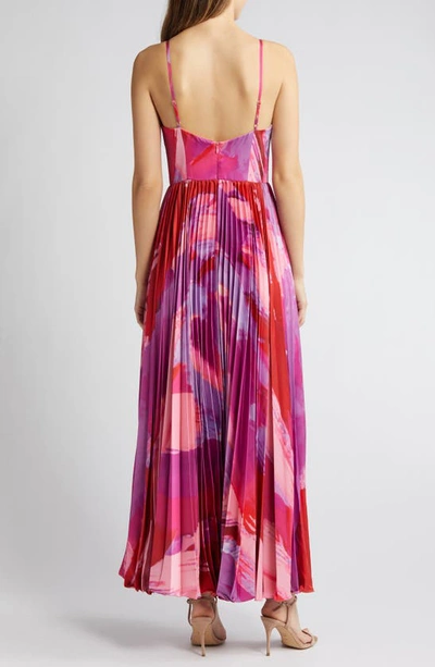 Hutch Hale Empire Waist Gown In Pink Swirl Brushstroke