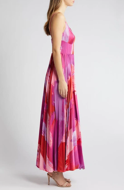 Hutch Hale Empire Waist Gown In Pink Swirl Brushstroke