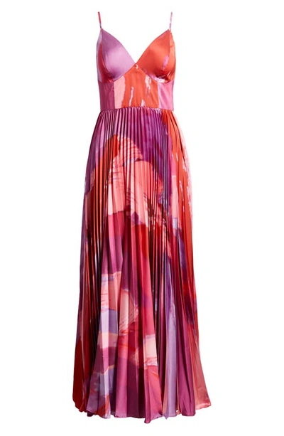 Hutch Hale Empire Waist Gown In Pink Swirl Brushstroke