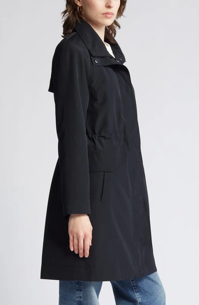 Shop Bcbg Water Resistant Hooded Coat In Black