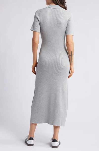 Shop Treasure & Bond Polo Rib Cotton Blend Sweater Dress In Grey Heather