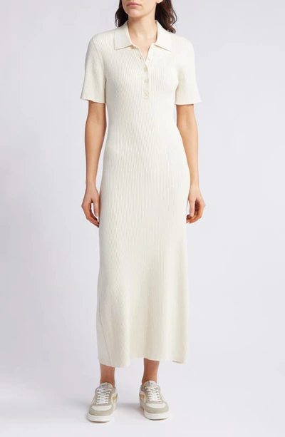 Shop Treasure & Bond Polo Rib Cotton Blend Sweater Dress In Ivory Dove