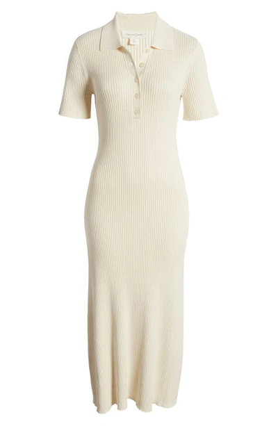 Shop Treasure & Bond Polo Rib Cotton Blend Sweater Dress In Ivory Dove