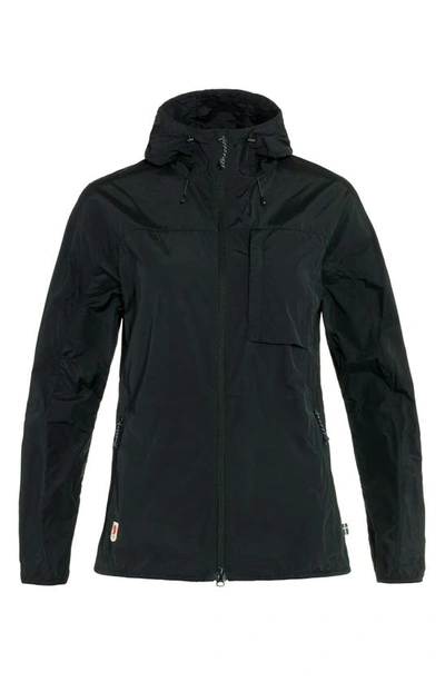 Shop Fjall Raven Fjällräven High Coast Hooded Wind Jacket In Black