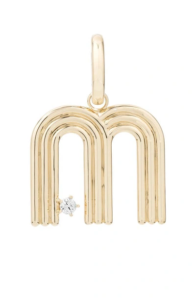 Shop Adina Reyter Groovy Initial Diamond Pendant Charm In Yellow Gold - M