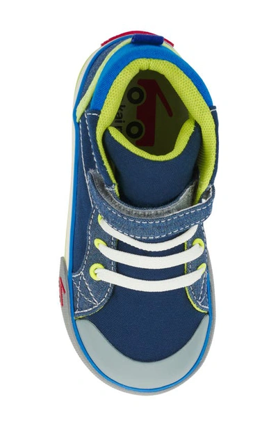 Shop See Kai Run Kids' Dane High Top Sneaker In Blue/ Lime