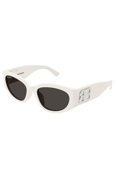 Shop Balenciaga 55mm Round Sunglasses In White