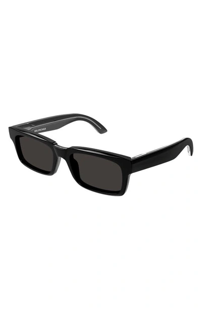 Shop Balenciaga 55mm Rectangular Sunglasses In Black