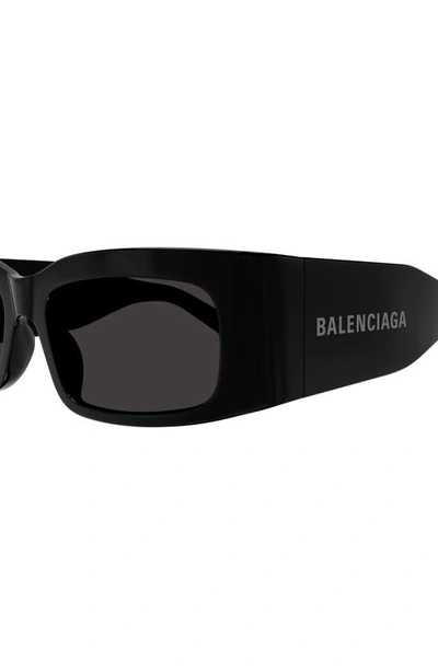 Shop Balenciaga 56mm Rectangular Sunglasses In Black