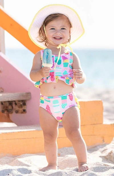 Shop Rufflebutts Kids' Ice Cream Social Two-piece Swimsuit In Pink