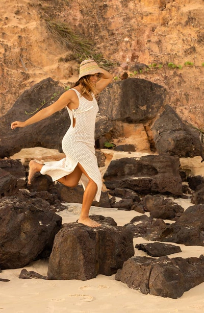 Shop Roxy Beach Journey Sheer Cover-up Midi Dress In Tapioca