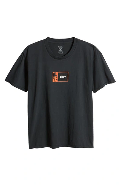Shop Obey Half Icon Cotton Graphic T-shirt In Pigment Vintage Black