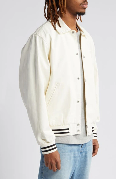 Shop Obey Icon Face Varsity Jacket In Unbleached
