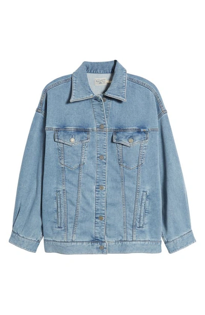 Shop Faherty Terry Cloth Trucker Jacket In Mid Wash