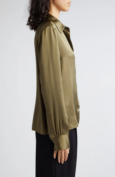 Shop Twp The Slim Silk Button-up Shirt In Burnt Olive