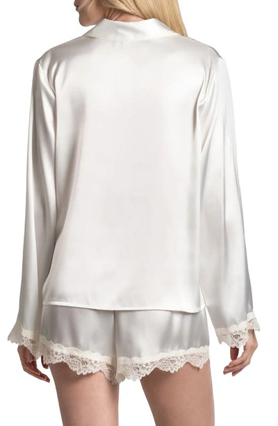 In Bloom By Jonquil Felicity Lace Trim Long Sleeve Satin Shorts Pajamas In Off White