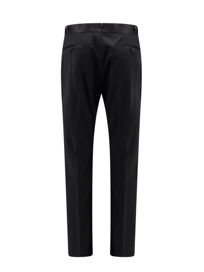 Shop Tom Ford Virgin Wool Trouser With Satin Profiles