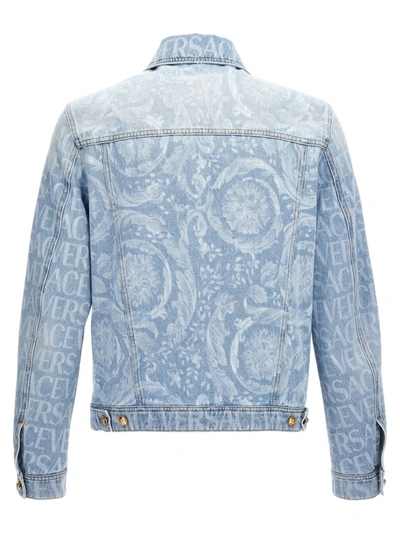 Shop Versace Allover Coats, Trench Coats Blue