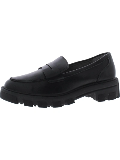 Shop Adam Tucker Lander 18 Womens Faux Leather Block Heel Loafers In Black