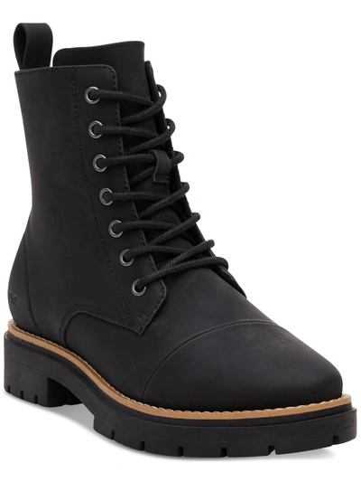 Shop Toms Alaya Womens Faux Nubuck Lugged Sole Combat & Lace-up Boots In Black