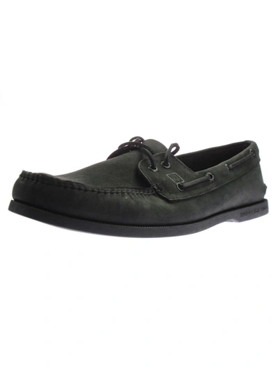 Shop Sperry A/o 2 Eye Mens Leather Slip On Boat Shoes In Black